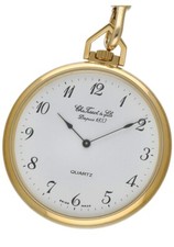 Brand New Quartz Tissot White Dial Gold Pocket Watch With Chain T82.4.554.12