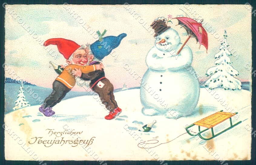 Greetings New Year Snowman Gnome Sleigh serie 3975 SPOTS pc Greetings New Year Snowman Gnome Sleigh serie 3975 SPOTS pc
