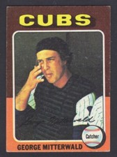 1975 Topps Baseball Mini Card #411 George Mitterwald Chicago Cubs EX