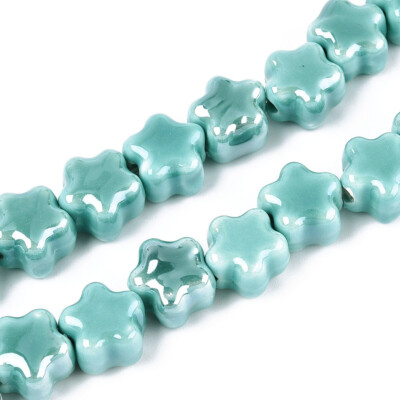 30pcs Brightly Handmade Porcelain Beads Turquoise Plum Blossom Beads for DIY