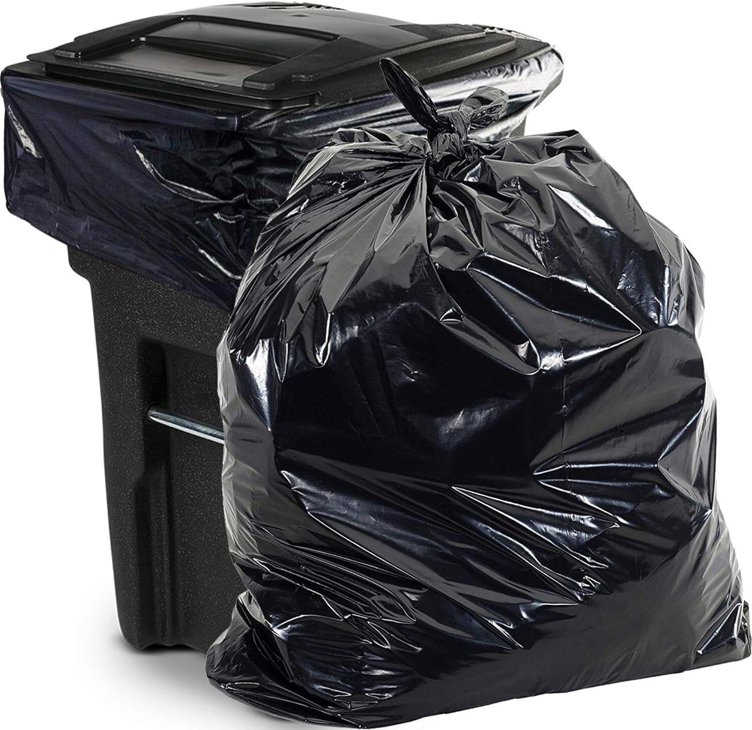 65 Gal Black Heavy Duty Garbage Bags 1.5 Mil - 50