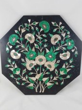 Piano Del Tavolo Angolare In Marmo 12" Con Pietre Multicolori Intarsiate A Fiori