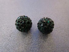 Green Pave Rhinestone Disco Round Spacer Beads 2pcs