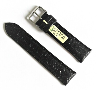 Uhrenarmband Leder 22mm echt Lachs Chrono schwarz Dornschließe NEU