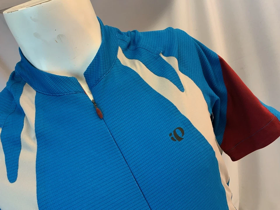 Camiseta de ciclismo Pearl Izumi L masculina azul cinza vermelha 3/4 zíper poli elastano nova YGI L1-354 - Imagem 3 de 4