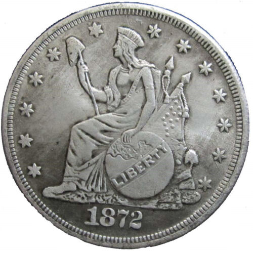 Moneda conmemorativa de dólar de plata libertad sentada de 1872 de 2 piezas monedas de colección - Imagen 3 de 6