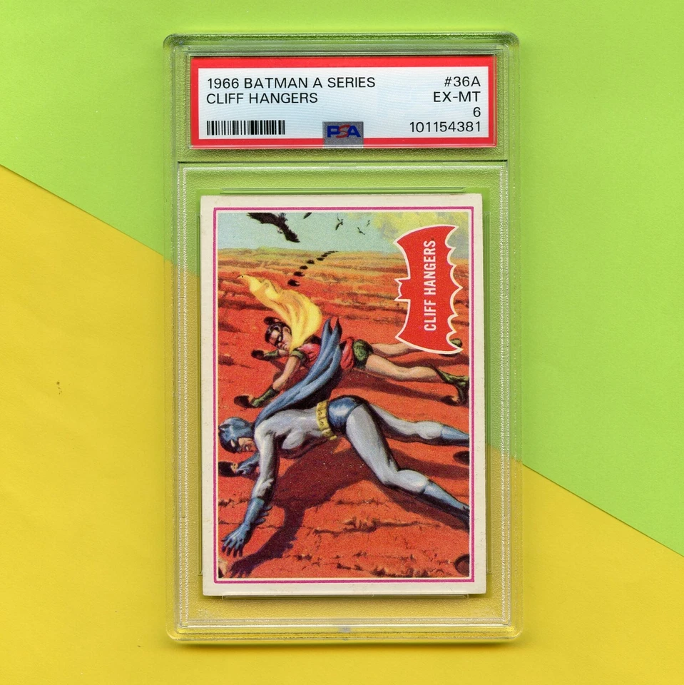 Original 1966 Topps Batman A Series Red Bat PSA 6 Trading Card #36A - Image 2 of 4
