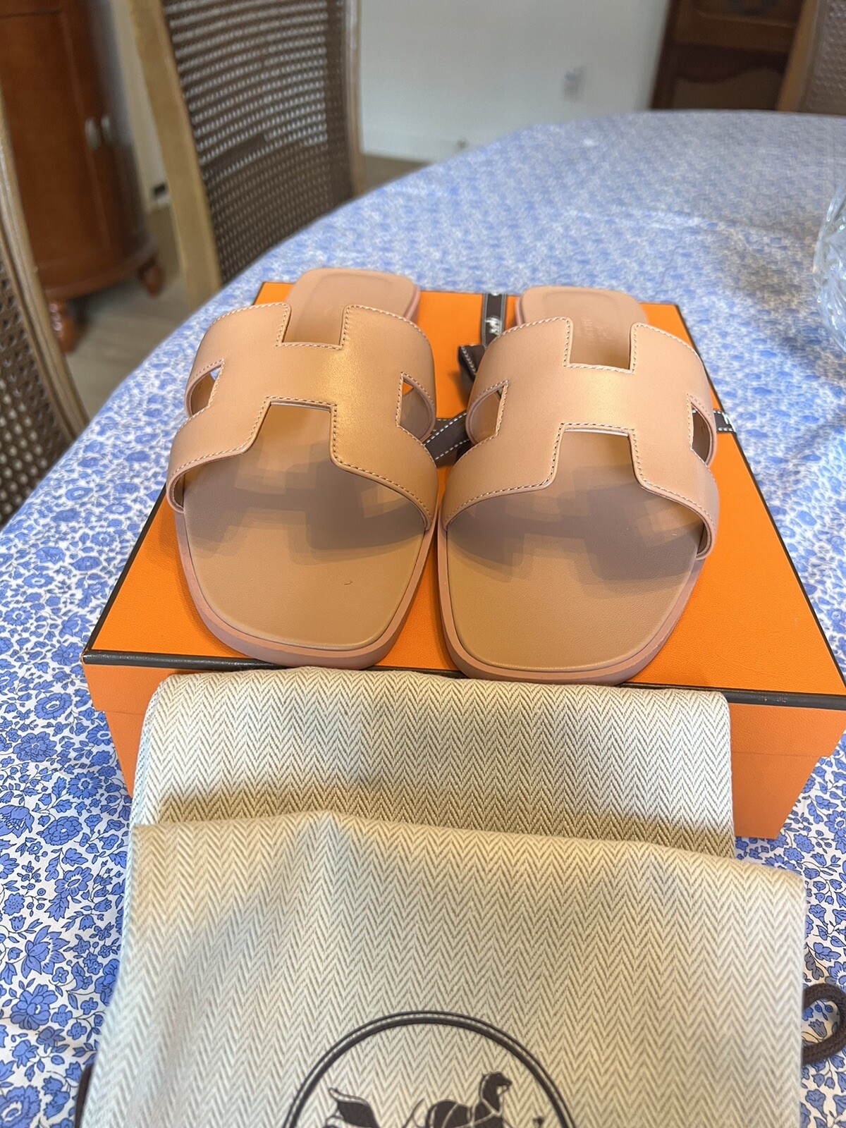 Hermes Oran Leather Sandals Granit Rose Rare Size 42 NIB image 5