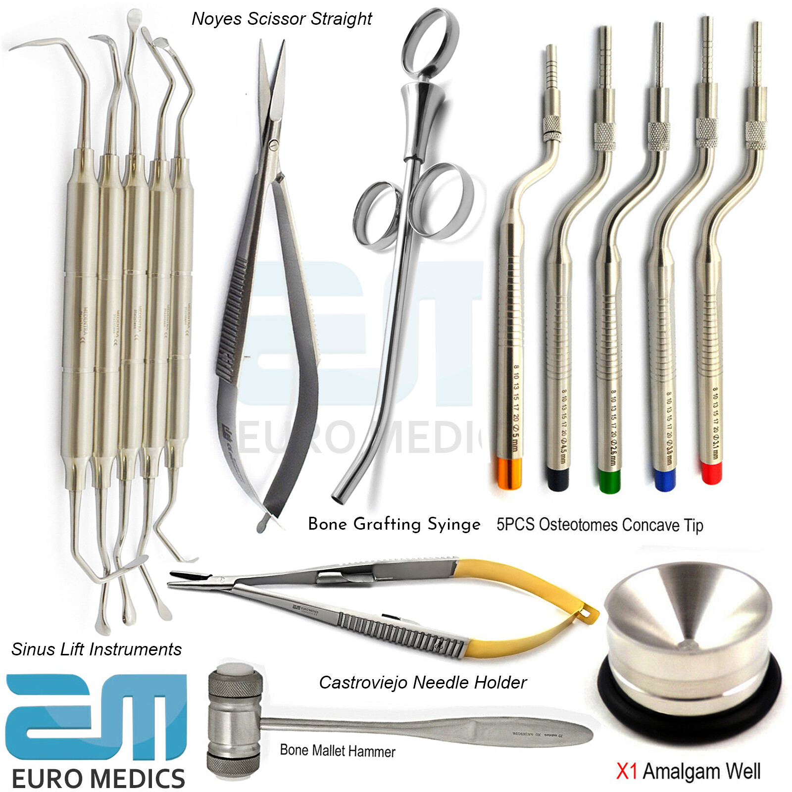 Osteotomes Sinus Lift Instruments Mallet Noyes Dental Implants Bone