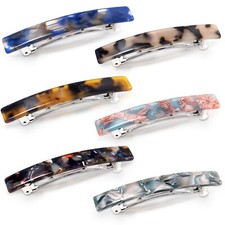 6pcs Tortoise Shell Cellulose Hair Barrettes for Women French Large Acetate H...