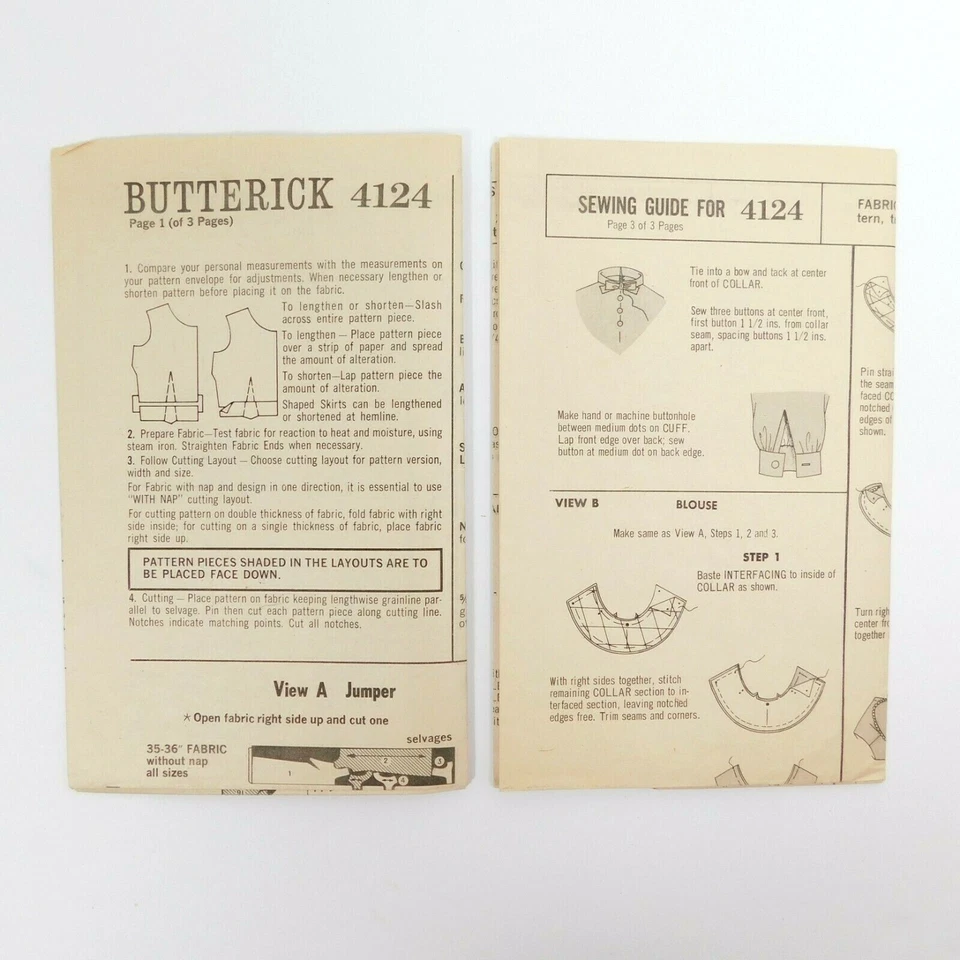 Butterick 4124 Misses Jumper Blouse Sewing Pattern Cut Size14 Bust 34 Vintage - Image 4 of 4