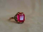 4 Ct Emerald Cut Simulated Ruby Engagement Ring 14K Yellow Gold Plated Silver