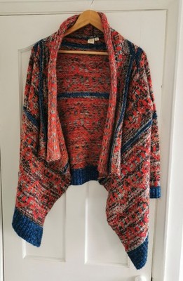 Anthropologie gelber Vogel asymmetrisch drapiert kaskadenförmig Grobstrick Cardigan S