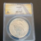 1922 Peace Dollar ANACS MS 62 Silver $1 Coin Philadelphia KM# 150 Certified