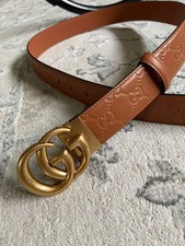 Women's Gucci Leather Belt Gold GG Buckle Size 40 / 100 cm