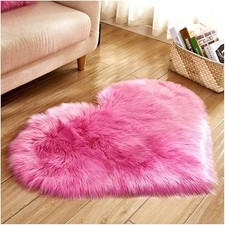 Heart-Shaped Fluffy Rugs Shaggy Area Rug Faux Fur Bedroom Living Room Floor Mat