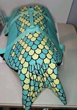 Dog Life Jacket Safety Vest Float w/Rescue Handle - Teal Mermaid - Size XL
