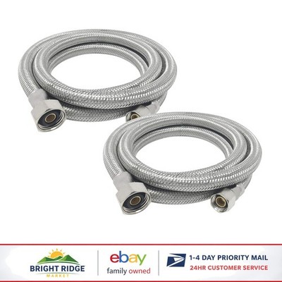 ''2-Pack Stainless Steel Faucet Supply Lines, 48-Inch with 3/8'' Compression'',
