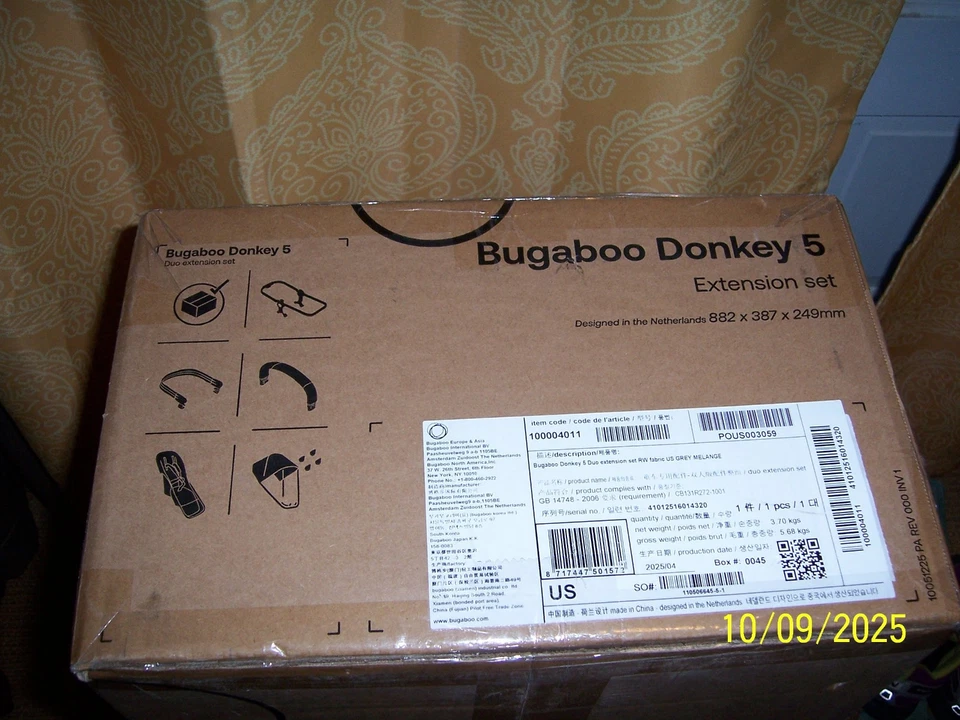 Juego de extensión Bugaboo Donkey 5 Duo RW tela gris melange. Nuevo en caja Foto 2 de 4