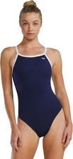 TYR Women’s Hexa Diamondfit Swimsuit, Navy/White, 38
