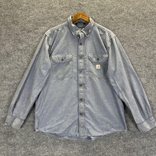 Carhartt Shirt Mens Large Blue Chambray Button Down Long Sleeve Workwear