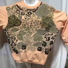 90s Vintage All-Ways Peach Gold Glitter Leopard Sweatshirt Large NWOT