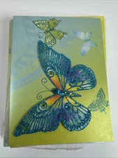 Set of 6 PAPYRUS Butterfly Watercolor Envelopes Yellow  -  LARGE Blank Note Card