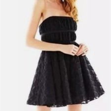 NWT Pearl Georgina Chapman Marchesa Black Strapless Fit & Flare Lace Tulle Dress