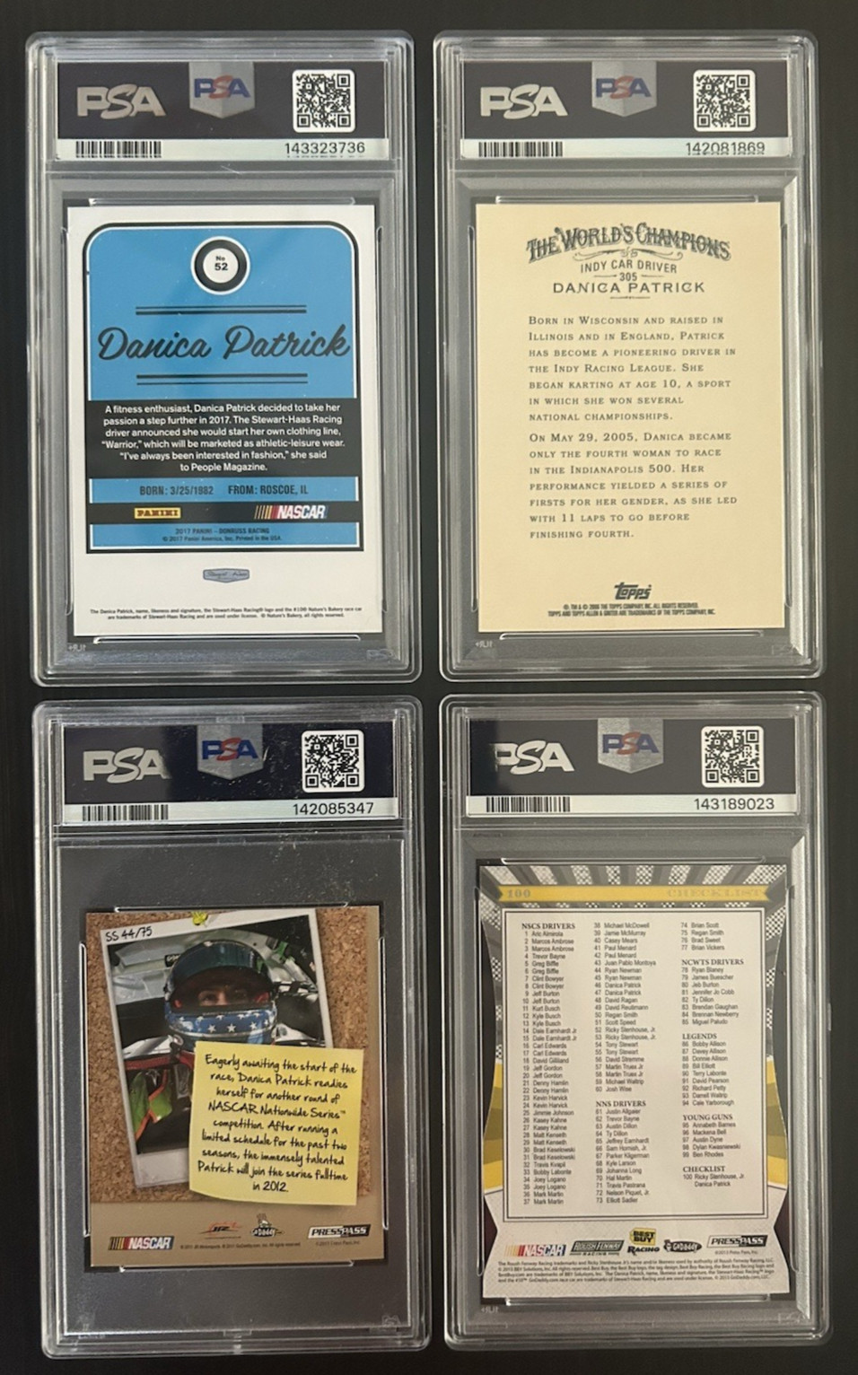 DANICA PATRICK  PSA Graded 4 Card Lot - Press Pass/Donruss Racing/Topps A&G view 2