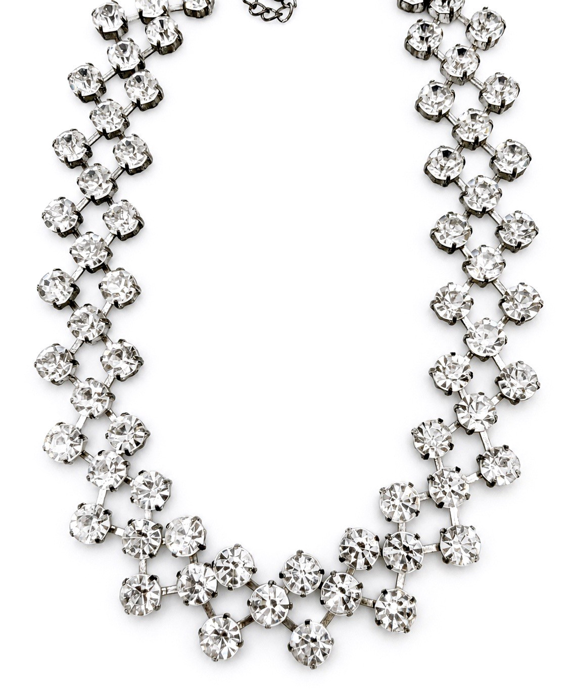 Natasha Antique Silver Tone Rhinestone Statement Necklace
