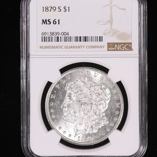 UNCIRCULATED 1879 S MORGAN SILVER DOLLAR CERTIFIED NGC MS 61 UNDER GRADED BU