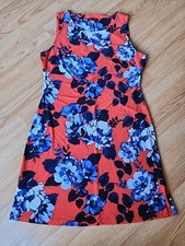 Womens Tommy Hilfiger Knit Stretch Knee Length Sleeveless Orange Floral Dress 10