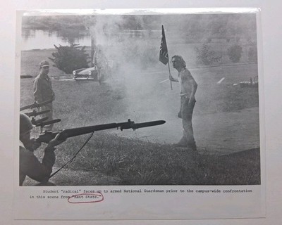 Kent State, Vintage Assoc. Press Photo, Guardsman Vs. Student w/ Flag 1970