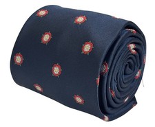 Uomo Designer Cravatta Navy Blu Scuro Ricamato Guerra Di Rose Frederick Thomas