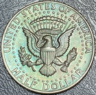 1974-P  Kennedy Half Dollar Beautiful Brilliant Green/Rainbow Toned Coin - # 14 — photo 8