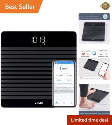 Precision Smart Digital Bathroom Scale - Anti-Slip, BMI & App Integration, Black