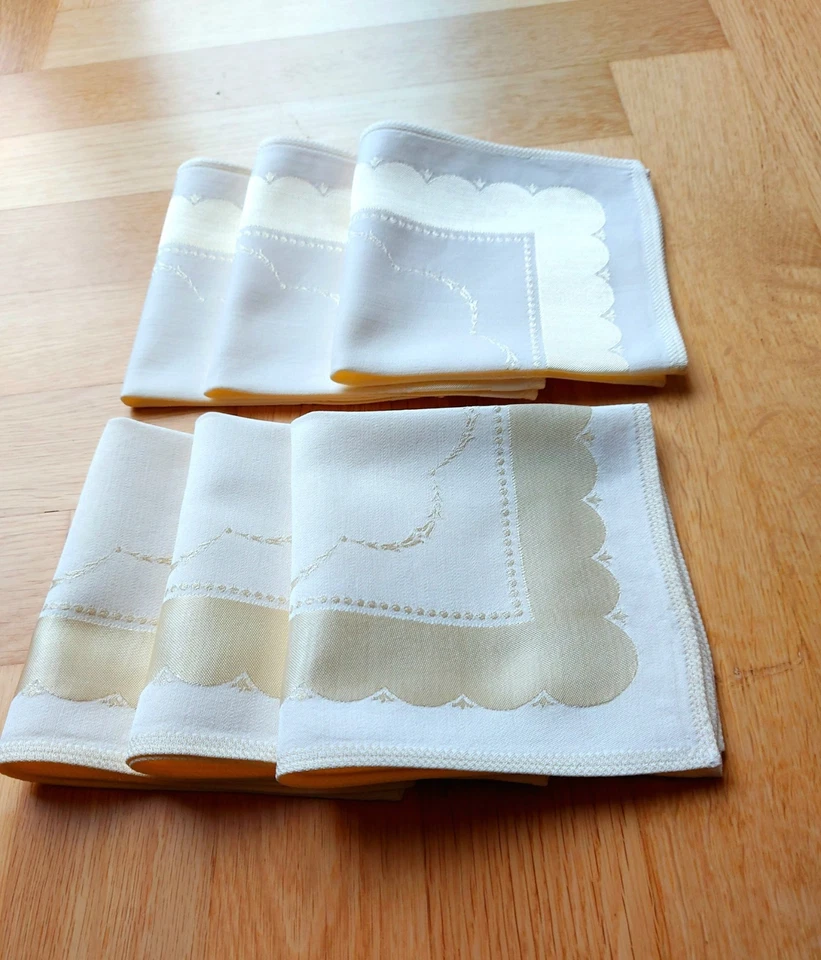 6er Set alte Damast Servietten Baumwolle 30x30 Cocktail Kaffee - Bild 1 von 4