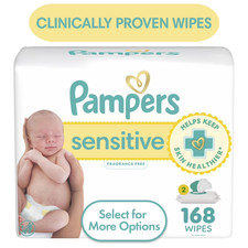Sensitive Baby Wipes Unscented, 2 Pack, 168 Total Count Select for More Options