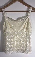 Vassarette Vtg Ivory Lace Camisole Top USA Made Babydoll Romantic Coquette S