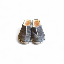 UGG Black Suede Shearling Clogs Women s Size 7 Cozy Slip-On Mule Shoes