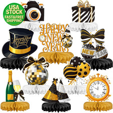 Happy New Year Party Decorations Bundle Honeycomb Centerpieces Table Toppers