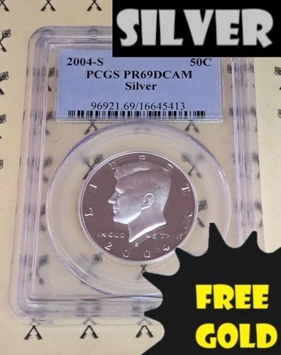 2004-S Kennedy Silver Half Dollar PCGS PR 69 Deep Cameo with FREE 1/2 GOLDBACK*