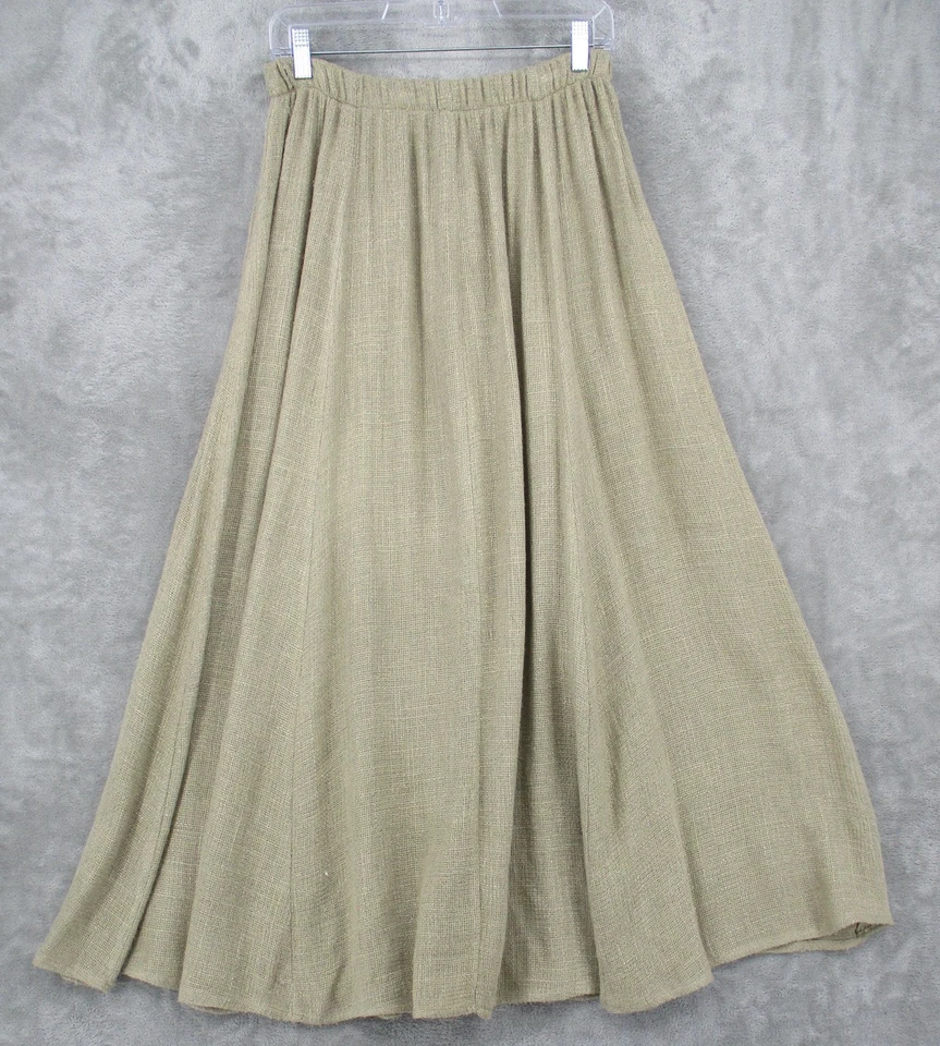 Vintage Skirt Womens Medium Button Front Maxi Boho Linen Western Woven Modest - Image 2 of 4