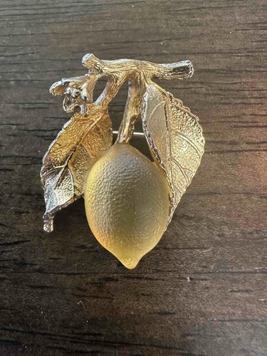 1960s Vintage Napier Frosted Lemon Tree Branch Brooch Pin Magazine Model V. Rare