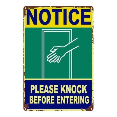 Shabby Three-Tone Metal Sign Hand Door Knock Text Pattern Clinic Fence Decor