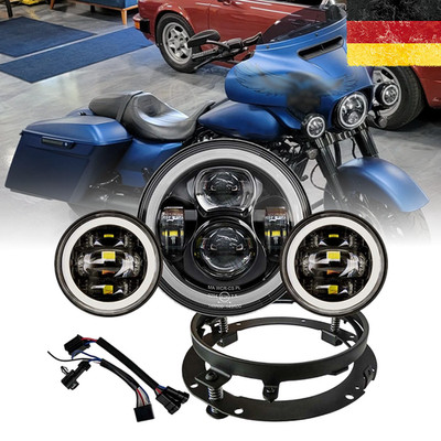 Für Harley Davidson 7 Zoll LED Scheinwerfer 4,5'' Nebel Passing Lampen Kit DOT