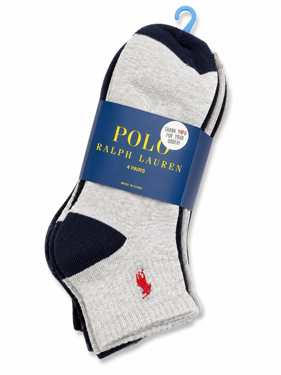 Polo Ralph Lauren Men’s Ankle Socks 4 Pairs Gray/Navy Size 10-13 NWT