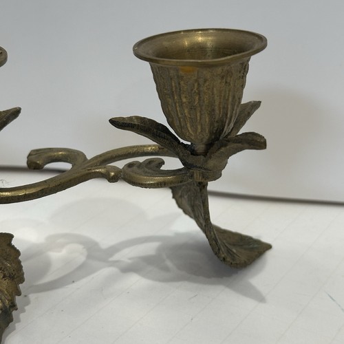 Vintage Brass Candle Holder Leaves Cups Approx. 8.5" x 3" Trio Three Cups - Picture 5 of 21