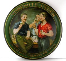 1905 PRE PROHIBITION YOSEMITE LAGER BEER TIN LITHO ADVERTISING BEER TRAY