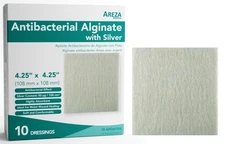Areza Silver Calcium Alginate Antibacterial Wound Dressing Pads – Sterile, No...